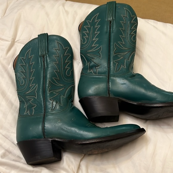 COPY - Lucchese Handmade Teal Green Cowboy Boots size 6B - Picture 3 of 6